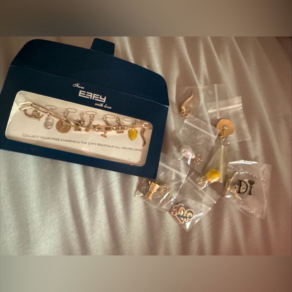 New EFFY CHARM Bracelet Paper Clip MSC CRUISE SHIP 2025 gold plated 7 charms